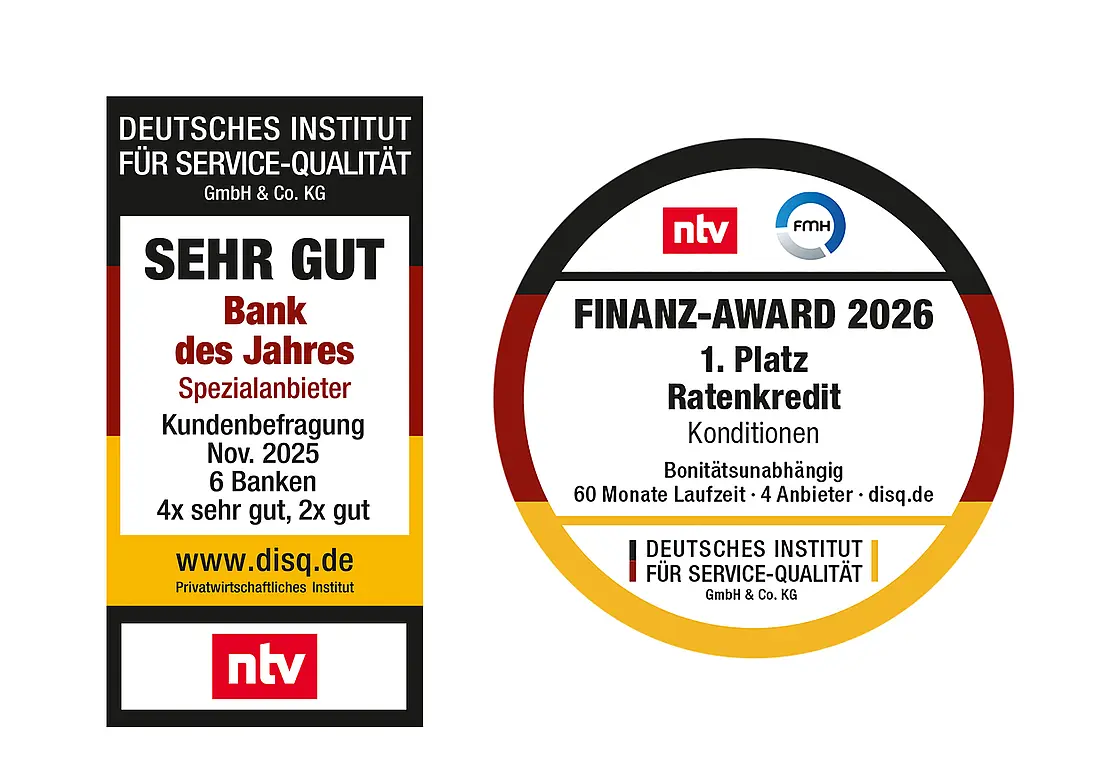 Siegel - Bester Ratenkredit "Sehr gut"