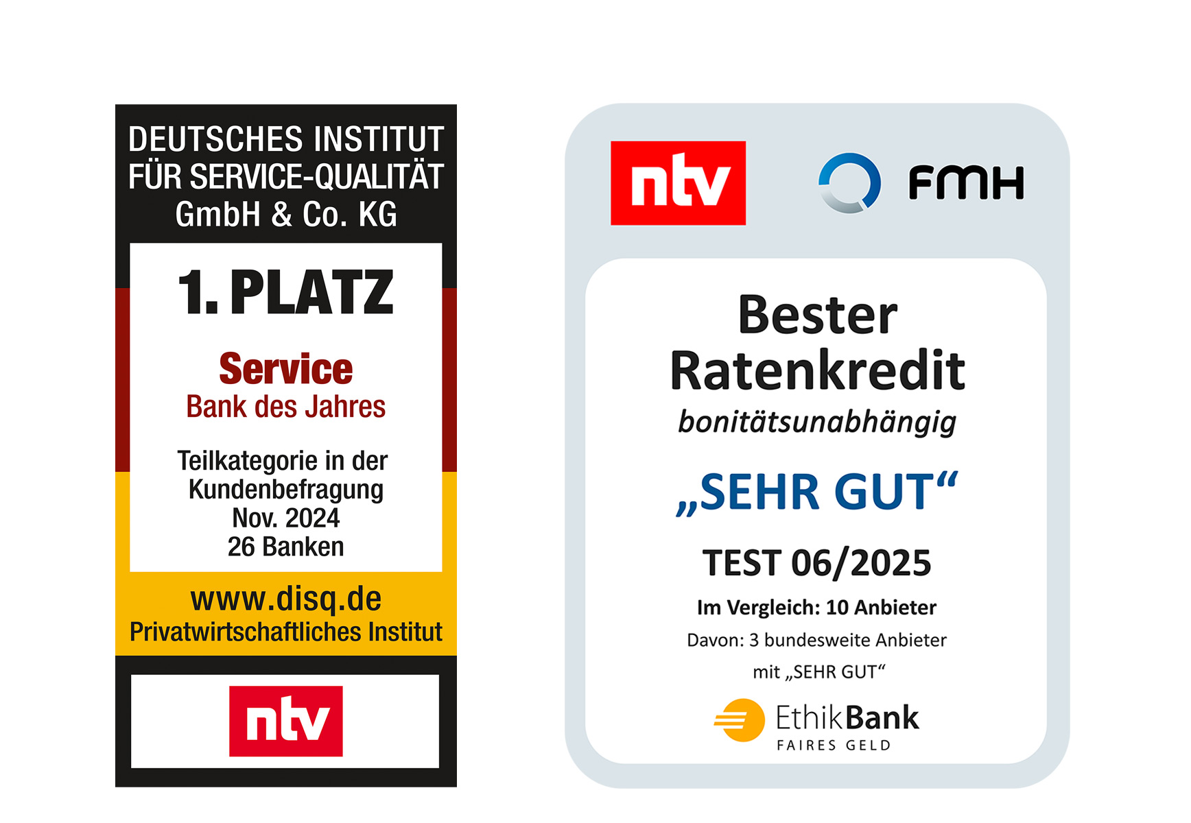 Siegel - Bester Ratenkredit "Sehr gut"